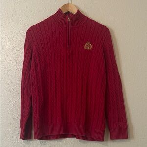Polo Ralph Lauren Red Zip-Up Cable Knit Sweater
